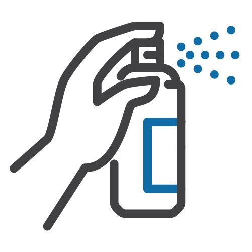 Icon of a hand spraying an aerosol bottle